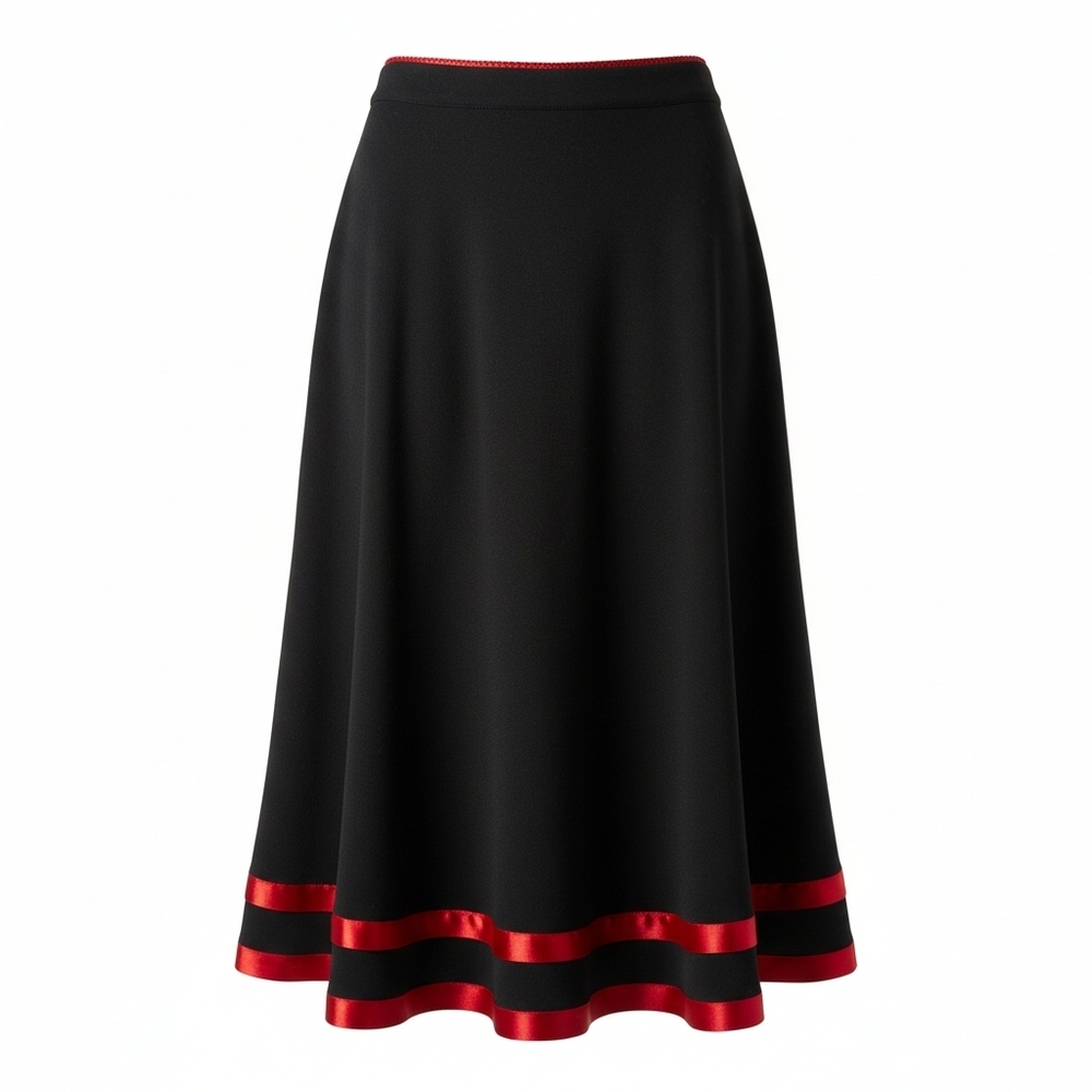 Clearence - Vintage Tempted Black Skirt with Red Satin Trim EUC